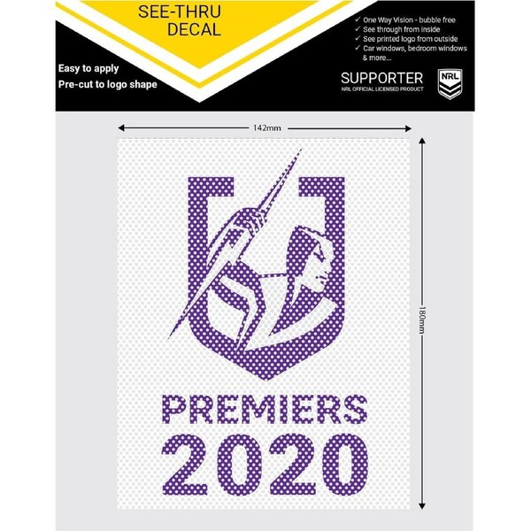 NRL Car UV Rated Decal Sticker - 2020 Premiers - Melbourne Storm - See Thru
