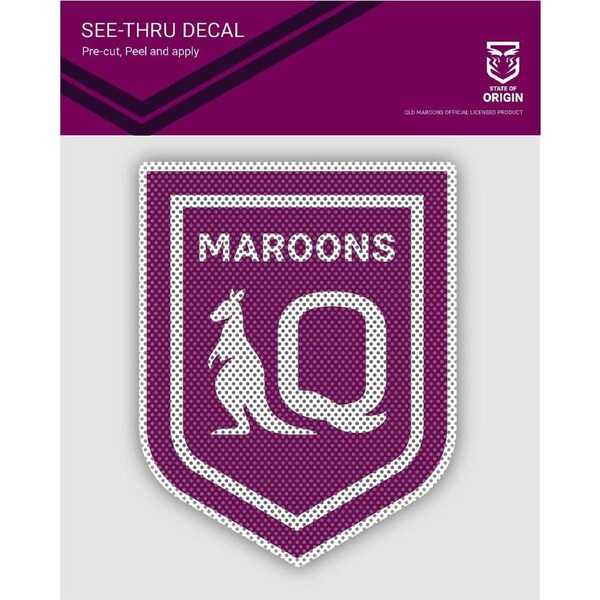 NRL Car See Thru Decal Sticker - Queensland Maroons - QLD - Size 14-18cm