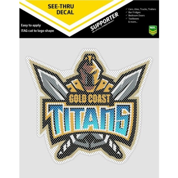 NRL Car UV Rated Decal Sticker - Gold Coast Titans - Size 14-18cm - See Thru