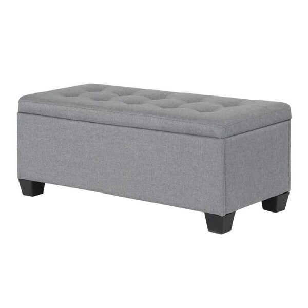 Storage Ottoman Blanket Box 97cm Linen Grey