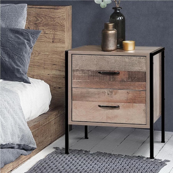 Bedside Table 2 Drawers - BARNLY