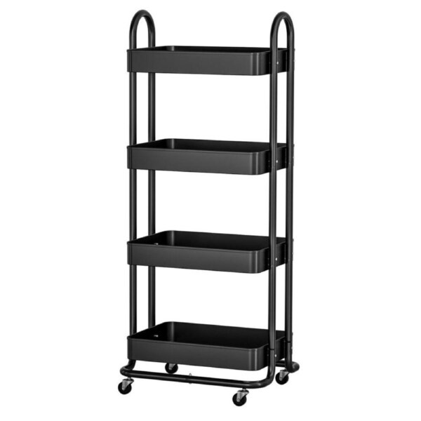 Storage Trolley Kitchen Cart 4 Tiers Black