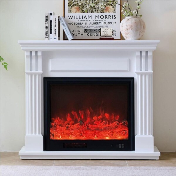 Belgrave 30" Electric Fireplace Heater White Mantel Suite – Smartphone Control
