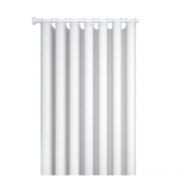 Cold White Waffle Shower Curtain Waterproof Bathroom Curtain Perforation Free