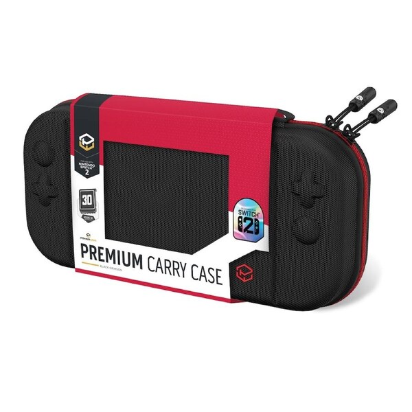 Powerwave Premium Carry Case Black Crimson for Nintendo Switch 2
