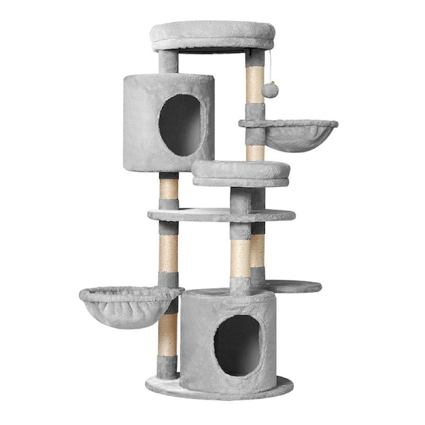 103cm-151cm Cat Tree i.Pet Scratching Post Scratcher 123cm Light Grey