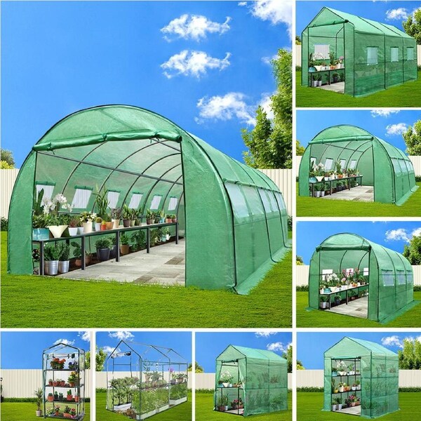 1 X Green Fingers Greenhouse Walk In Tunnel Plant Stand Green Shed 0.5M X 0.7M X 1.6M