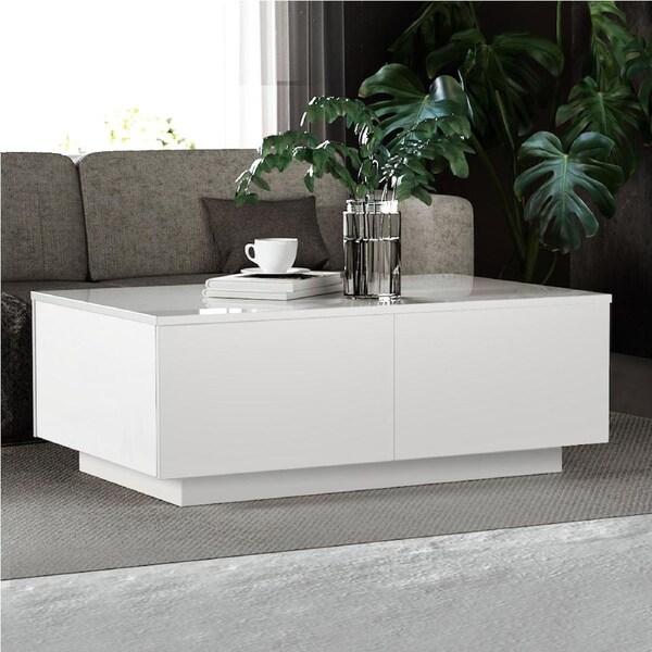4 Drawers Artiss Coffee Table With Wood Modern Table Glossy White/Black White