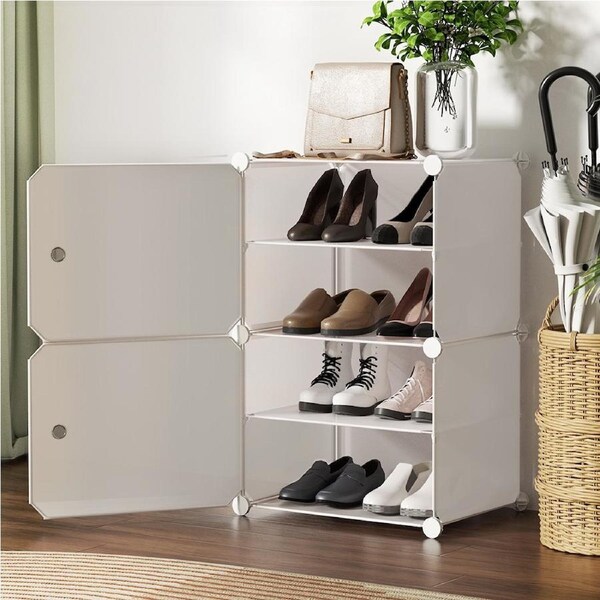 Artiss Shoe Cabinet DIY Cube Box Portable Storage Organiser Stand Wardrobe 2CUBE