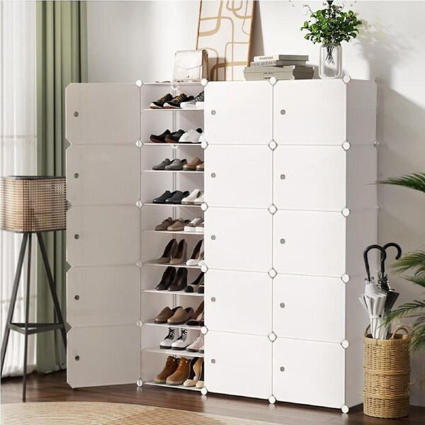 Artiss Shoe Cabinet DIY Cube Box Portable Storage Organiser Stand Wardrobe 15CUBE