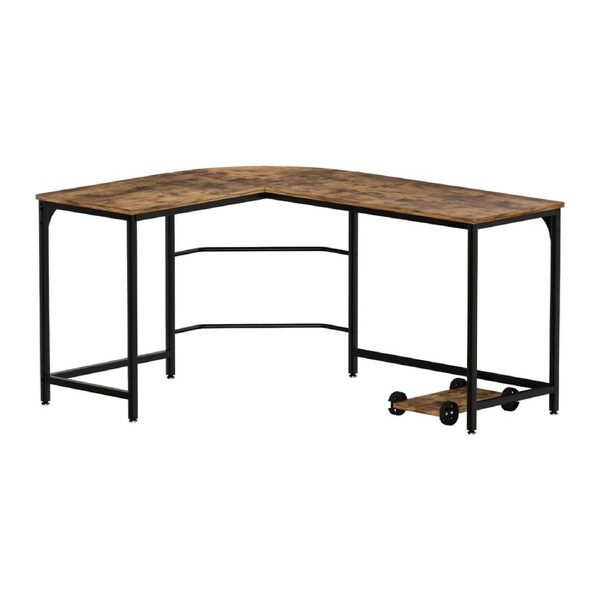 Artiss Corner Computer Desk L-Shaped Student Home Office Study Table Brown