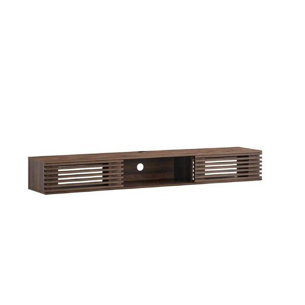 Design Square Camille Wall-Mounted Entertainment Unit TV Stand 2-Doors 180cm Walnut