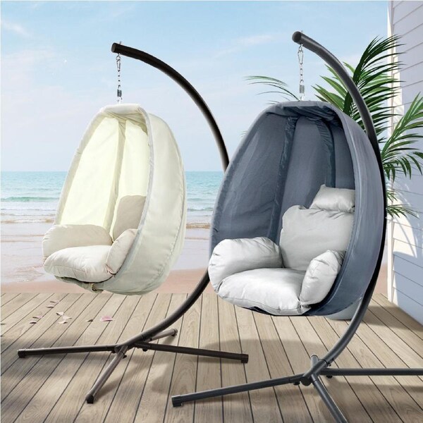 Gardeon Outdoor Swing Chair Egg Hanging Pod Patio Furniture Grey