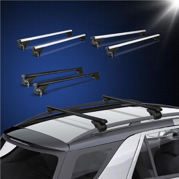 Universal Car Roof Rack Cross Bars Aluminium Black/Silver Adjustable 1200/1360mm Car 90kgs load Carrier Black - 108cm