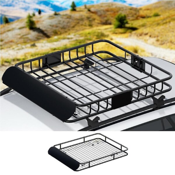 Giantz Universal Roof Rack Basket Car Luggage Cargo Carrier Steel 111/123/160cm Model 2 - 123cm