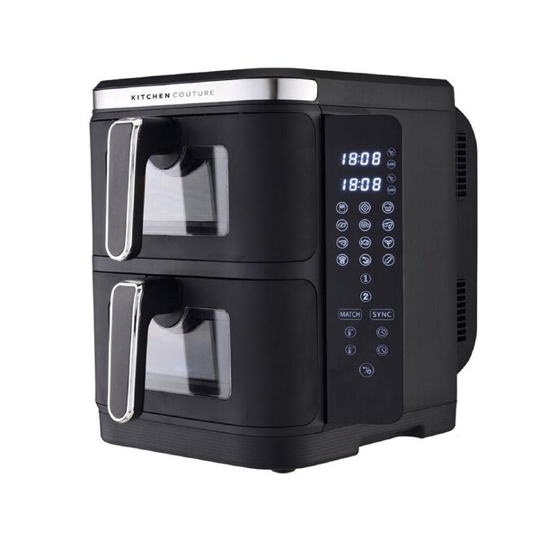 Kitchen Couture 11L Clear View Vertex Dual Draw Air Fryer 32.8x50.5cm Black