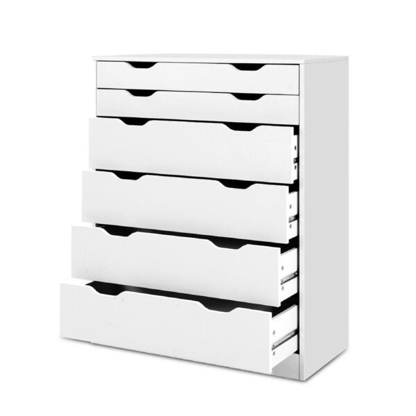 1 Artiss 6 Chest of Drawers Tallboy Dresser Storage Cabinet White