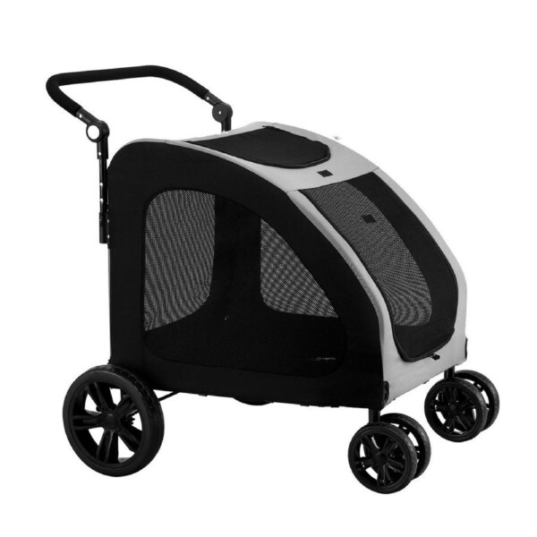 i.Pet Pet Stroller Dog Pram Large Cat Carrier Travel Pushchair Foldable 4 Wheels Model 7-Black