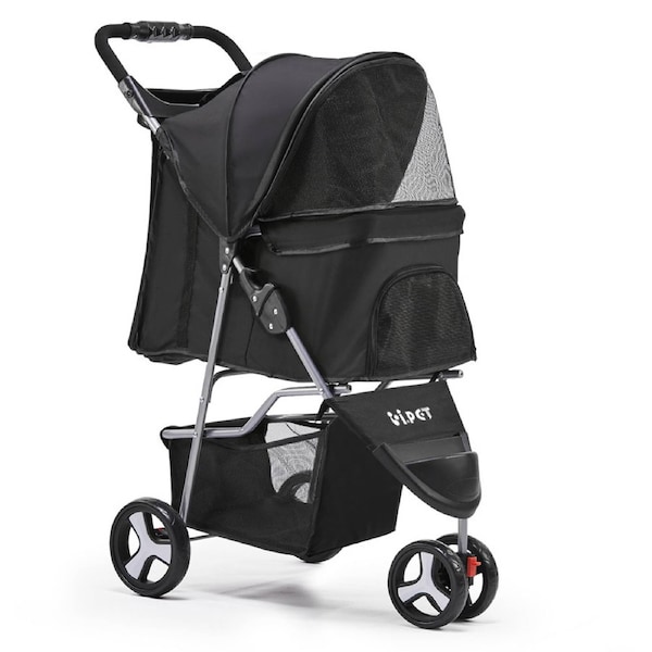 i.Pet Pet Stroller Dog Pram Large Cat Carrier Travel Pushchair Foldable 4 Wheels Model 3-Black