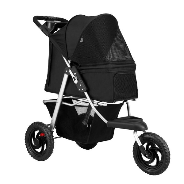 i.Pet Pet Stroller Dog Pram Large Cat Carrier Travel Pushchair Foldable 4 Wheels Model 1-Black