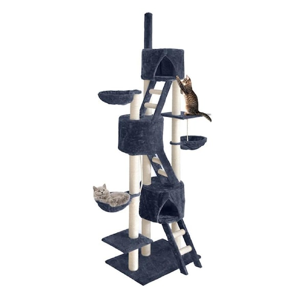 161cm-244cm Cat Tree i.Pet Scratching Post Scratcher Tower Wood Condo House 244cm Kefa