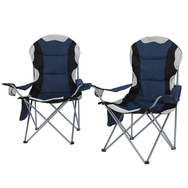 Weisshorn 2X Folding Camping Chairs Arm Chair Portable Garden Outdoor Fishing Blue
