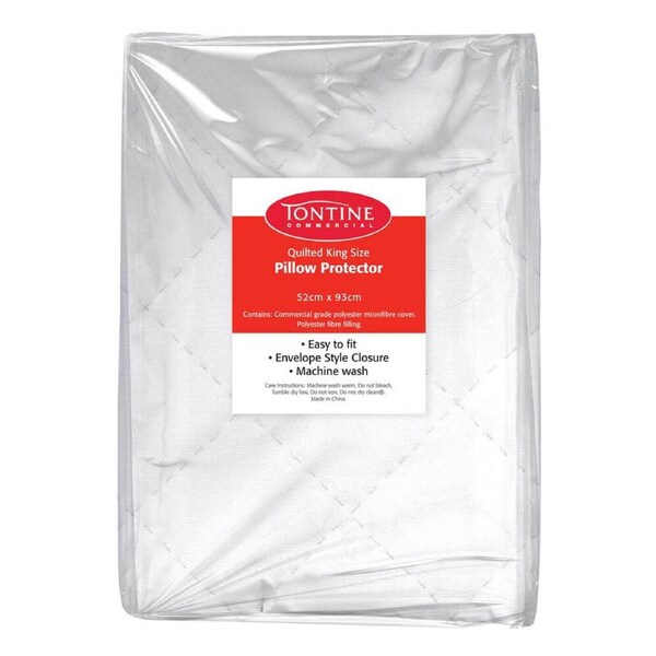 Tontine King Size Quilted Soft Durable Pillow Protector Envelope Style White