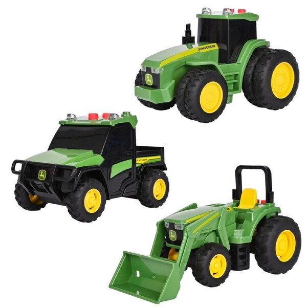 3pc John Deere Lights & Sound Mini Tractors Farm Vehicle Kids Toy Set 3y+