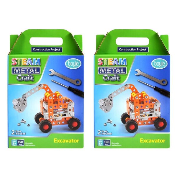 2x 158pc Boyle STEAM Metal Craft Construction Kit Excavator Kids Build Toy 8y+