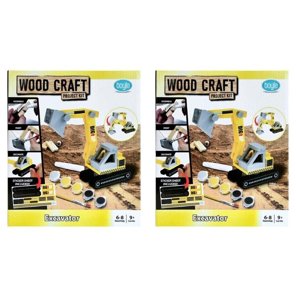 2PK Boyle Wood Craft Project Kit Excavator Kids/Children DIY Build Activity 9y+