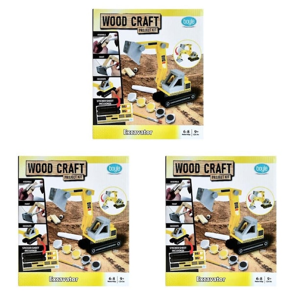 3PK Boyle Wood Craft Project Kit Excavator Kids/Children DIY Build Activity 9y+
