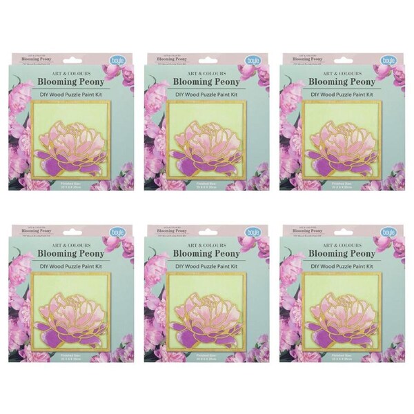 6PK Boyle DIY Wood Puzzle Paint Kit Craft Art Activity 20x20cm Blooming Peony