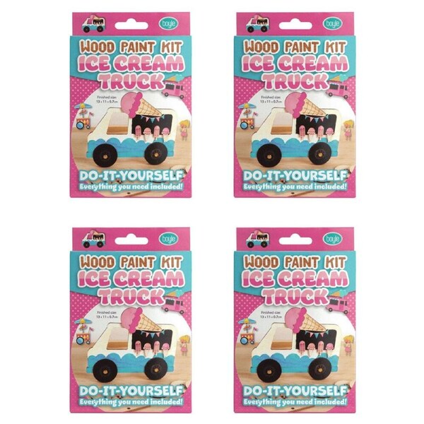 4PK Boyle Wood Paint Kit Kids DIY Craft Art Activity Buildable Icecream Truck