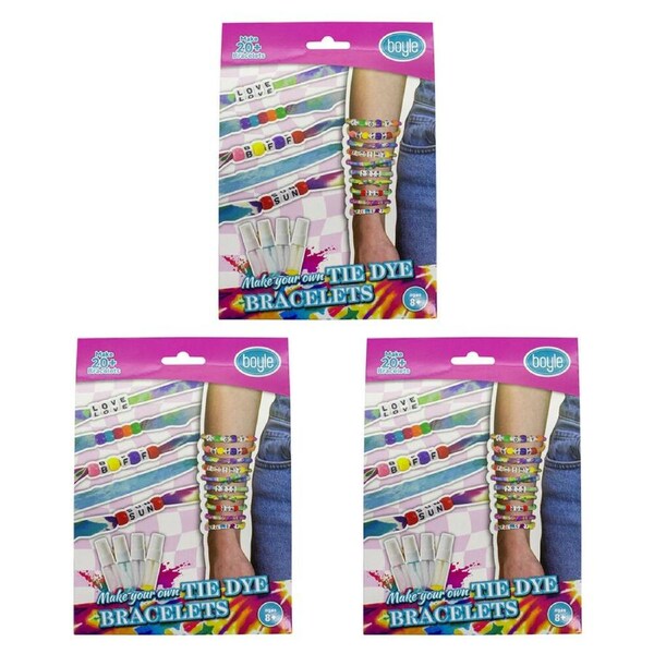3PK Boyle Personalized Bracelet Tie Dye Project Kids Activity DIY Craft Kit 8y+