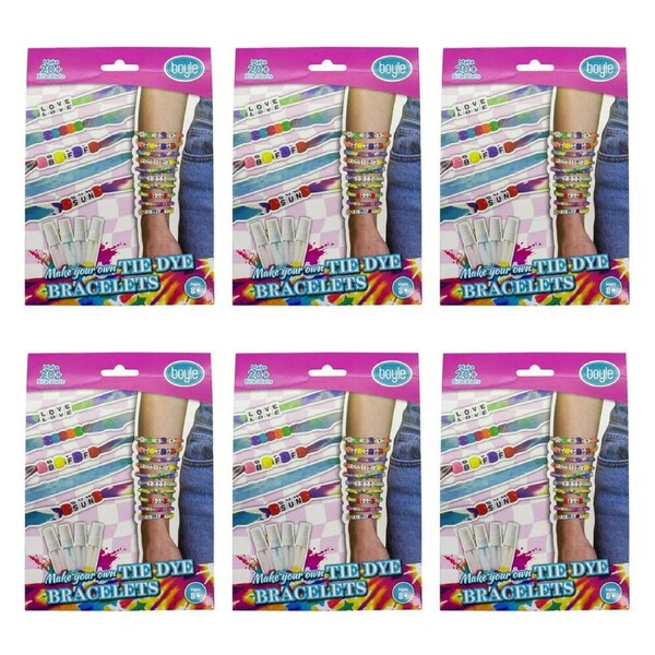 6PK Boyle Personalized Bracelet Tie Dye Project Kids Activity DIY Craft Kit 8y+