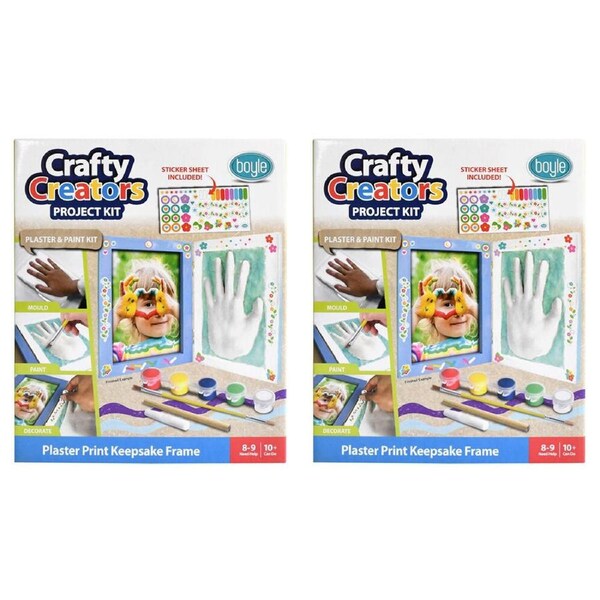 2PK Boyle Crafty Creators Plaster Print Keepsake Frame Project Kit Kids DIY 10+
