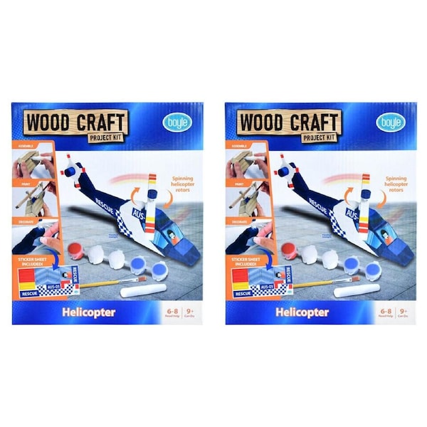 2PK Boyle Wood Craft Project Kit Helicopter Kids/Children DIY Build Activity 9y+
