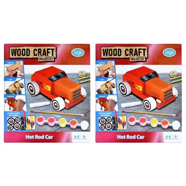 2PK Boyle Wood Craft Project Kit Hot Rod Car Kids/Children DIY Activity 9y+