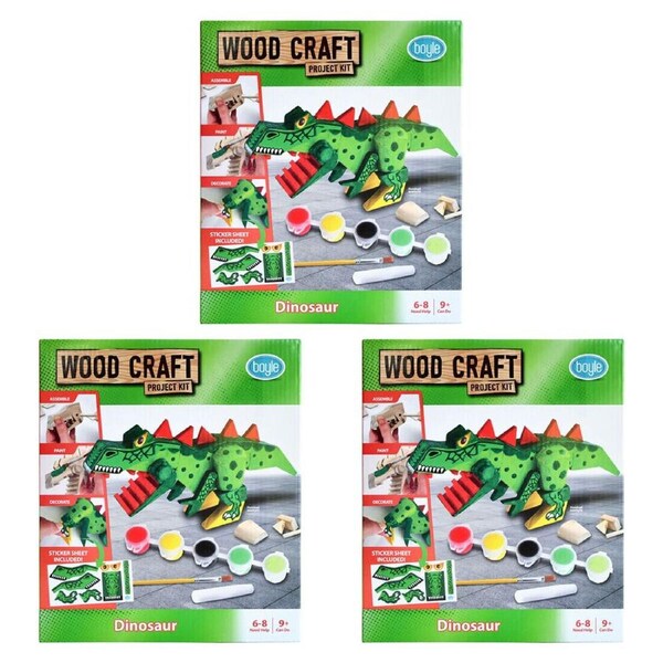 3PK Boyle Wood Craft Project Kit Dinosaur Kids/Children DIY Build Activity 9y+
