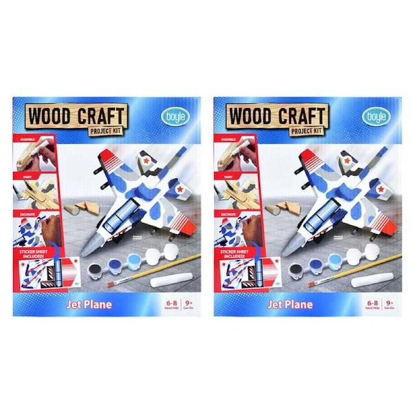 2PK Boyle Wood Craft Project Kit Jet Plane Kids/Children DIY Build Activity 9y+