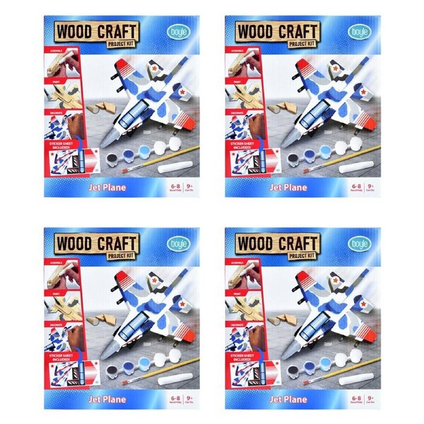 4PK Boyle Wood Craft Project Kit Jet Plane Kids/Children DIY Build Activity 9y+