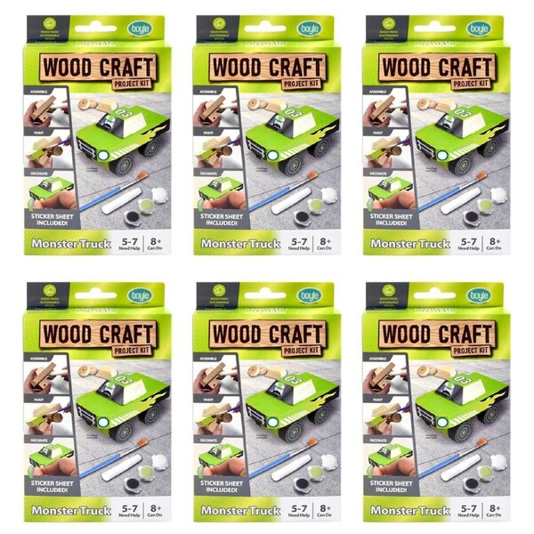6PK Boyle Wood Craft Project Kit Monster Truck Kids/Children Build Activity 8y+