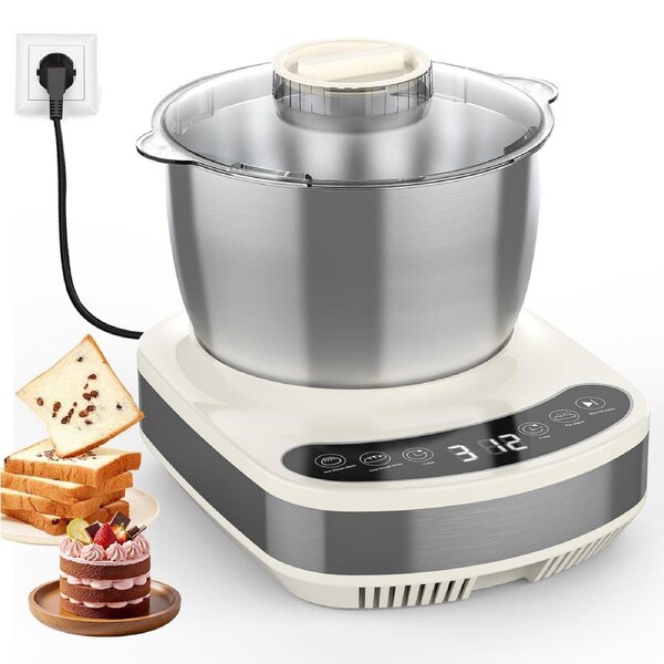 Advwin Electric Dough Maker 7L with Kneading & Ferment Function, Dough Mixer with Ingredient Hatch, Timer, Auto Shutoff, Stainless Steel Bowl, BPA-Free, Kitchen Appliance for Bread, Pizza, White