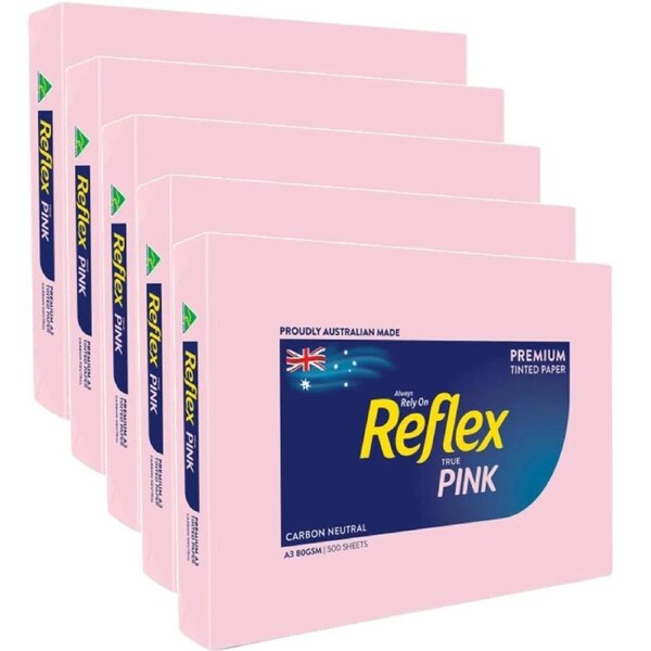 Reflex Pink 80gsm A4 Copy Paper 5 Reams 2,500 Sheets Box