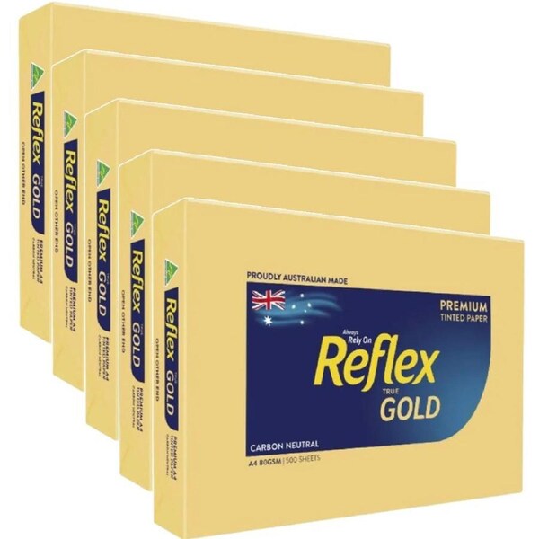 Reflex Gold 80gsm A4 Copy Paper 5 Reams 2,500 Sheets Box