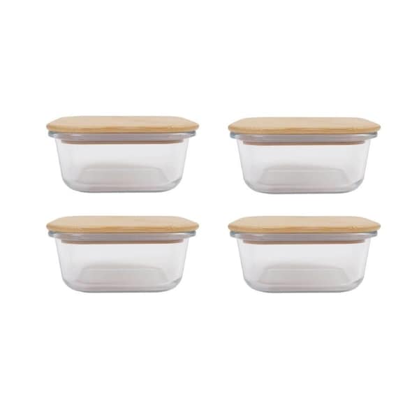 4 Pcs Bamboo Food Container - Large