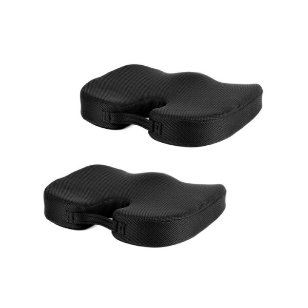2 Pcs Memory Foam Car Office Seat Cushion with Black Cover