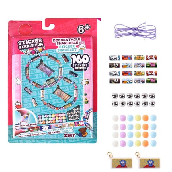 Catzon Wearable Sticker Set for Kids Shareable Bracelet Includes 160 Pcs Mini Stickers