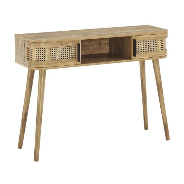 Lana Hallway Console Table Hallway 2 Doors Oak and Rattan