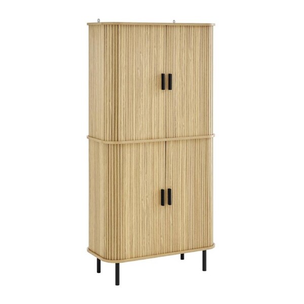 Kayla Tall Storage Display Cabinet 4 Doors Oak